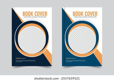 Corporate and modern design, 2 color variation modern style book cover design annual report cover with image
