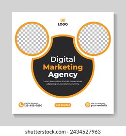 Corporate modern digital marketing agency social media post design template