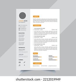 Corporate Modern Elegant Resume Template Design