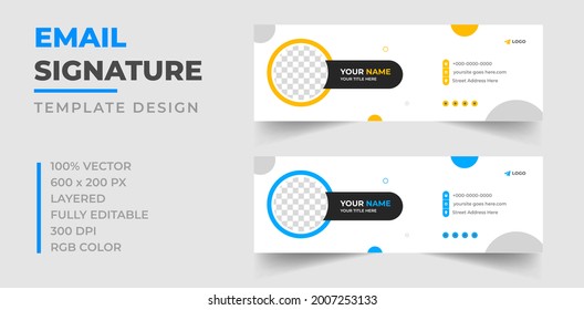 Corporate Modern Email Signature Design template. Email signature template design set with blue and yellow color. business email signature vector design. vector illustration