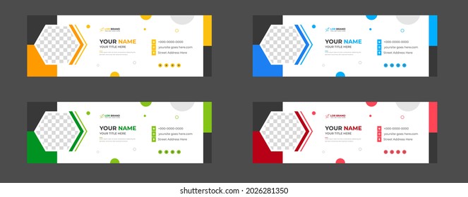 Corporate Modern Email Signature Design template. Email signature template design set with blue, yellow, red and green color. business email signature vector design. vector illustration	