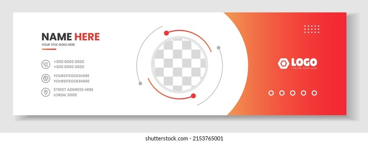 Corporate Modern Email Signature Design template. Email signature template design with orange color. business e signature vector design.