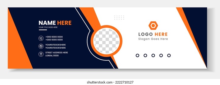 Corporate Modern Email Signature Design template. Email signature template design with orange color. business e signature vector design. Email Signature Design template.