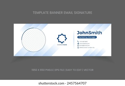 Corporate Modern Email Signature Design template. Email signature  template design with blue color. abstract background gradient color. photos space author personal company.