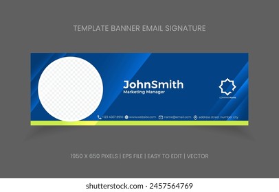 Corporate Modern Email Signature Design template. Email signature template design with blue color. business e signature vector design.
