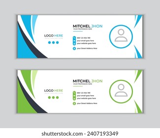 Corporate Modern Email Signature Template Vector Design. Social media cover design template. Business email signature