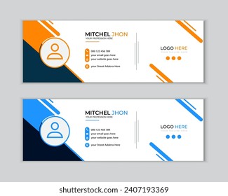 Corporate Modern Email Signature Template Vector Design. Social media cover design template. Business email signature