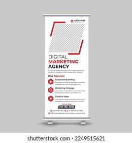 Corporate Modern Exhibition Advertising Trend Business Marketing Roll Up Banner Stand Flat Design Template Creative Concept