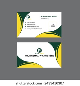 Corporate modern green yellow vector business card design