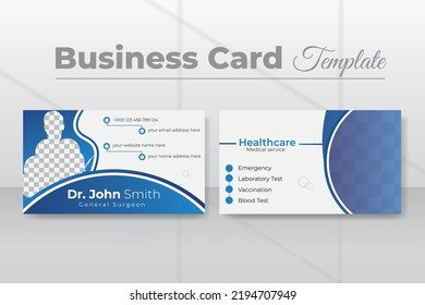 Corporate And Modern healthcare Medical Business card template or visiting card in front and back view simple and minimalist