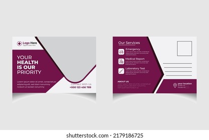 Corporate modern Healthcare postcard template design 