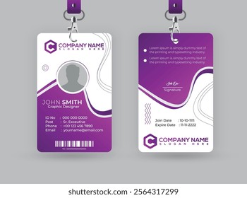 Corporate modern id card template design, unique professional and clean white id card design.
