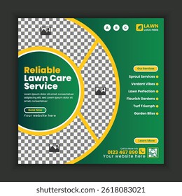 Corporate modern Lawn and gardening services, social media posts, or agriculture and organic food campaign posts, online banner design, web banner template