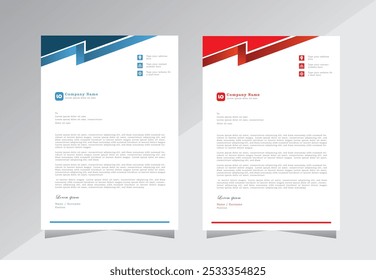 Corporate modern letter head design template for your business. simple and geometric shape letterhead design with red and blue colour, letter head, Business letterhead design