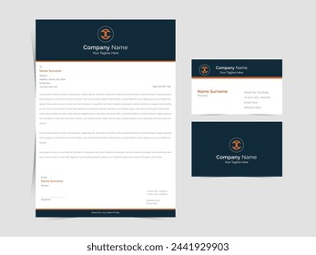 Corporate Modern Letterhead with Business Card Template  