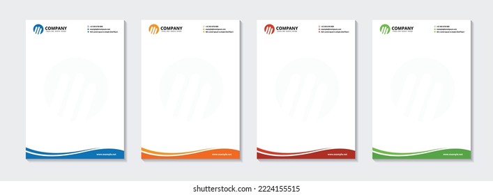 Corporate modern letterhead design bundle template with various color option. creative modern letterhead design template for your project. 