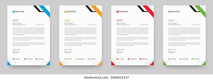 Corporate modern letterhead design bundle template with yellow, blue, green and red color. Corporate identity stationary items