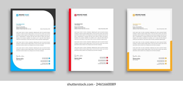 Corporate modern letterhead design bundle template. Abstract corporate business style letterhead design