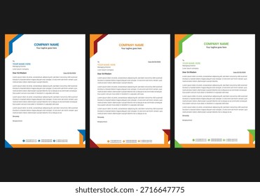 Corporate moderne Briefkopf Design Bundle Vorlage mit verschiedenen Farboptionen. kreative moderne Briefkopfdesign-Vorlage für Ihr Projekt.
