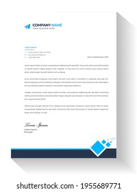 corporate modern letterhead design template with blue and dark color. creative modern letter head design templates for your project. Vector illustration. Simple blue letter head design template