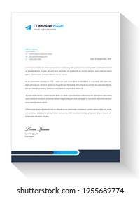 corporate modern letterhead design template with blue and dark color. creative modern letter head design templates for your project. Vector illustration. Simple blue letter head design template