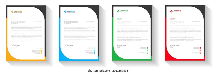 corporate modern letterhead design template with yellow, blue, green and red color. creative modern letter head design template for your project. letterhead, letter head, Business letterhead design. - Shutterstock ID 2011857533