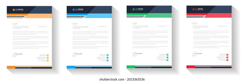 corporate modern letterhead design template with yellow, blue, green and red color. creative modern letter head design template for your project. letterhead, letter head, Business letterhead design.