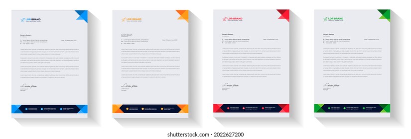 corporate modern letterhead design template with yellow, blue, green and red color. creative modern letter head design template for your project. letterhead, letter head, Business letterhead design. - Shutterstock ID 2022627200