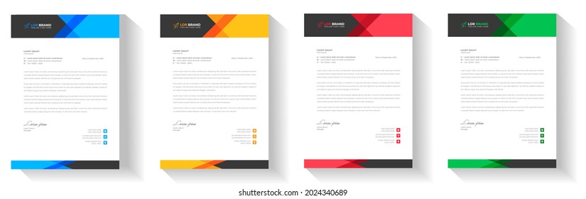 corporate modern letterhead design template with yellow, blue, green and red color. creative modern letter head design template for your project. letterhead, letter head, Business letterhead design. - Shutterstock ID 2024340689