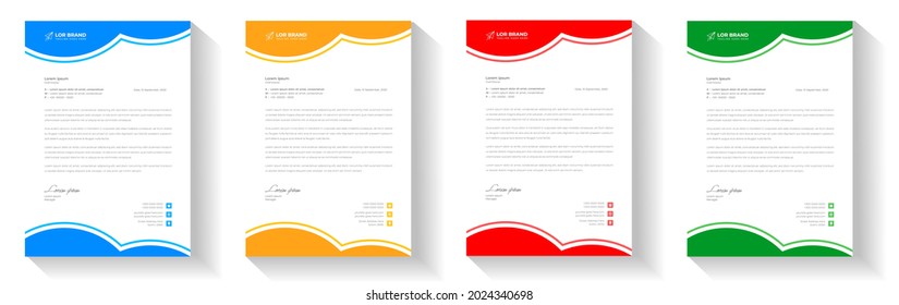 corporate modern letterhead design template with yellow, blue, green and red color. creative modern letter head design template for your project. letterhead, letter head, Business letterhead design.
