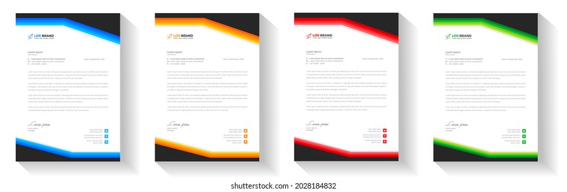 corporate modern letterhead design template with yellow, blue, green, and red colors. creative modern letterhead design template for your project. letterhead, letter head, Business letterhead design.