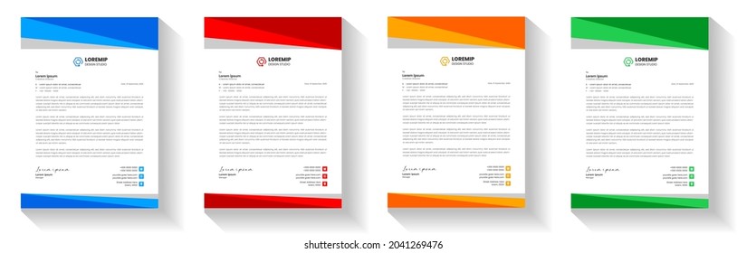 corporate modern letterhead design template with yellow, blue, green, and red colors. creative modern letterhead design template for your project. letter head, letterhead, business letter head design.