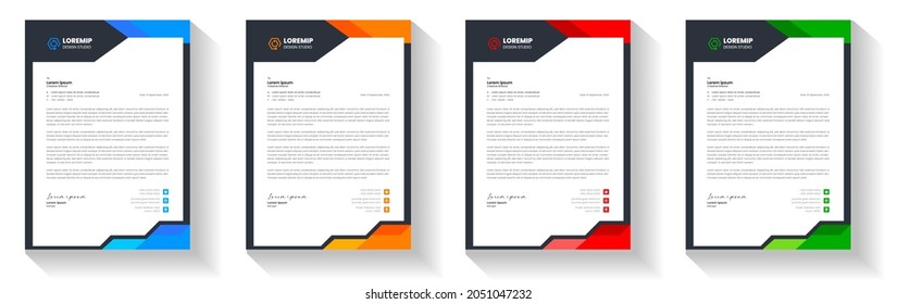 corporate modern letterhead design template with yellow, blue, green, and red colors. creative modern letterhead design template for your project. letter head, letterhead, business letterhead design.