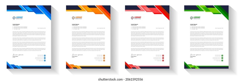 corporate modern letterhead design template with yellow, blue, green, and red colors. creative modern letterhead design template for your project. letter head, letterhead, business letterhead design.