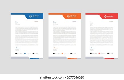 corporate modern letterhead design template with yellow, blue and red color. creative modern letter head design template,