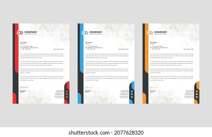corporate modern letterhead design template with yellow, blue,and red color. creative modern letter head design template for your project. letterhead, letter head, Business letterhead design.