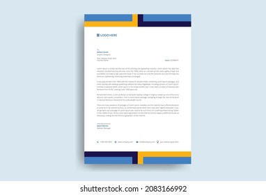 corporate modern letterhead design template with yellow, blue, green and red color. creative modern letter head design template for your project. letterhead, letter head, Business letterhead design.