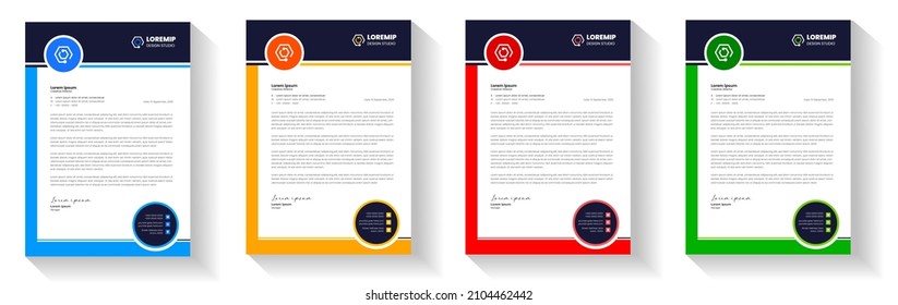 corporate modern letterhead design template with yellow, blue, green and red color. creative modern letter head design template for your project. letterhead, letter head, Business letterhead design.