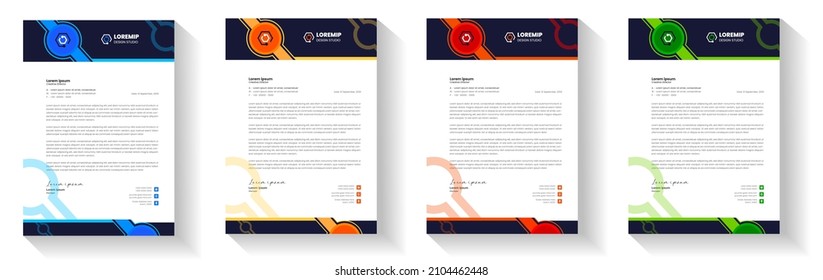 corporate modern letterhead design template with yellow, blue, green and red color. creative modern letter head design template for your project. letterhead, letter head, Business letterhead design.