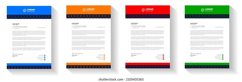 corporate modern letterhead design template with yellow, blue, green and red color. creative modern letter head design template for your project. letterhead, letter head, Business letterhead design.