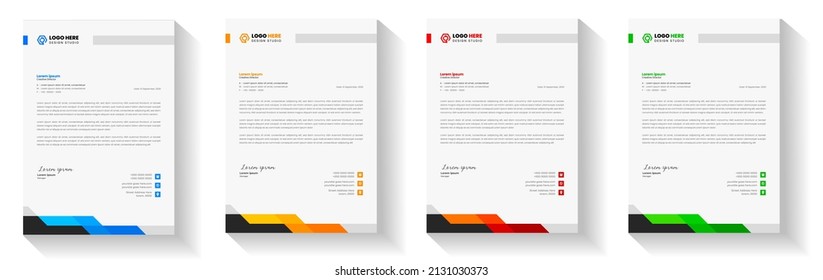 corporate modern letterhead design template with yellow, blue, green and red color. creative modern letter head design template for your project. letterhead, letter head, Business letterhead design.