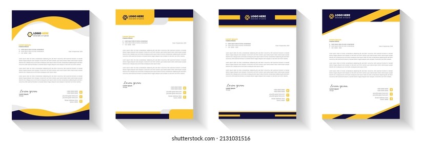 corporate modern letterhead design template with yellow color. creative modern letter head design template for your project. letterhead, letter head, Business letterhead design.