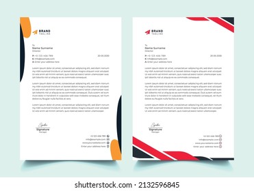 corporate modern letterhead design template with red color. creative modern letterhead design template for your project. Business letterhead template design.