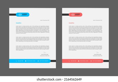 Corporate modern letterhead design template design. Minimalist Modern Creative Clean business letterhead. 