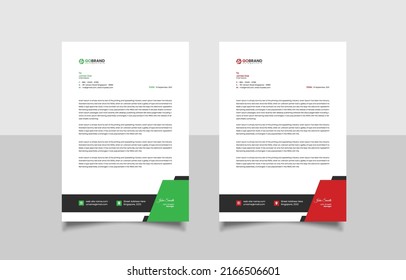 corporate modern letterhead design template with yellow, blue, green and red color, creative modern letter head design template for your project, Business letterhead design.