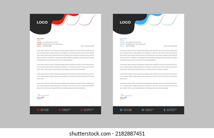 Corporate modern letterhead design template. Creative modern letterhead design vector template. Letterhead, letter head, Business and company letterhead design.