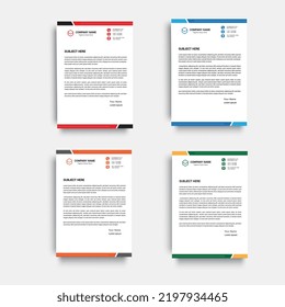 corporate modern letterhead design template with red, blue, green and orange color. 
creative modern letter head design template for your project. letterhead,
 letter head, simple letterhead design.