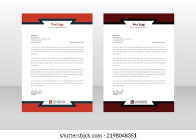 Corporate modern letterhead design template with 2 color set. letter head, simple letterhead design. creative modern letter head design template for your project.