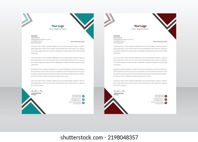 Corporate modern letterhead design template with 2 color set. letter head, simple letterhead design. creative modern letter head design template for your project.