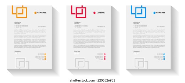corporate modern letterhead design template set with yellow, blue and red color. creative modern letter head design templates for your project. letterhead design. letter head design.